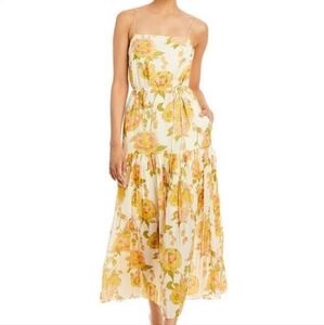 REBECCA TAYLOR Wild Peony Pleated Midi Dress S